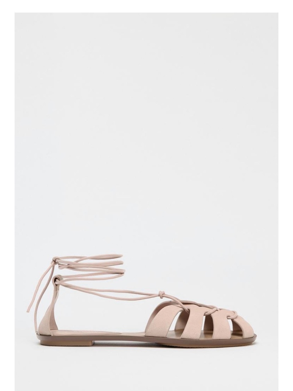Zara Women's Suede Fisherman Sandal in Blush Pink